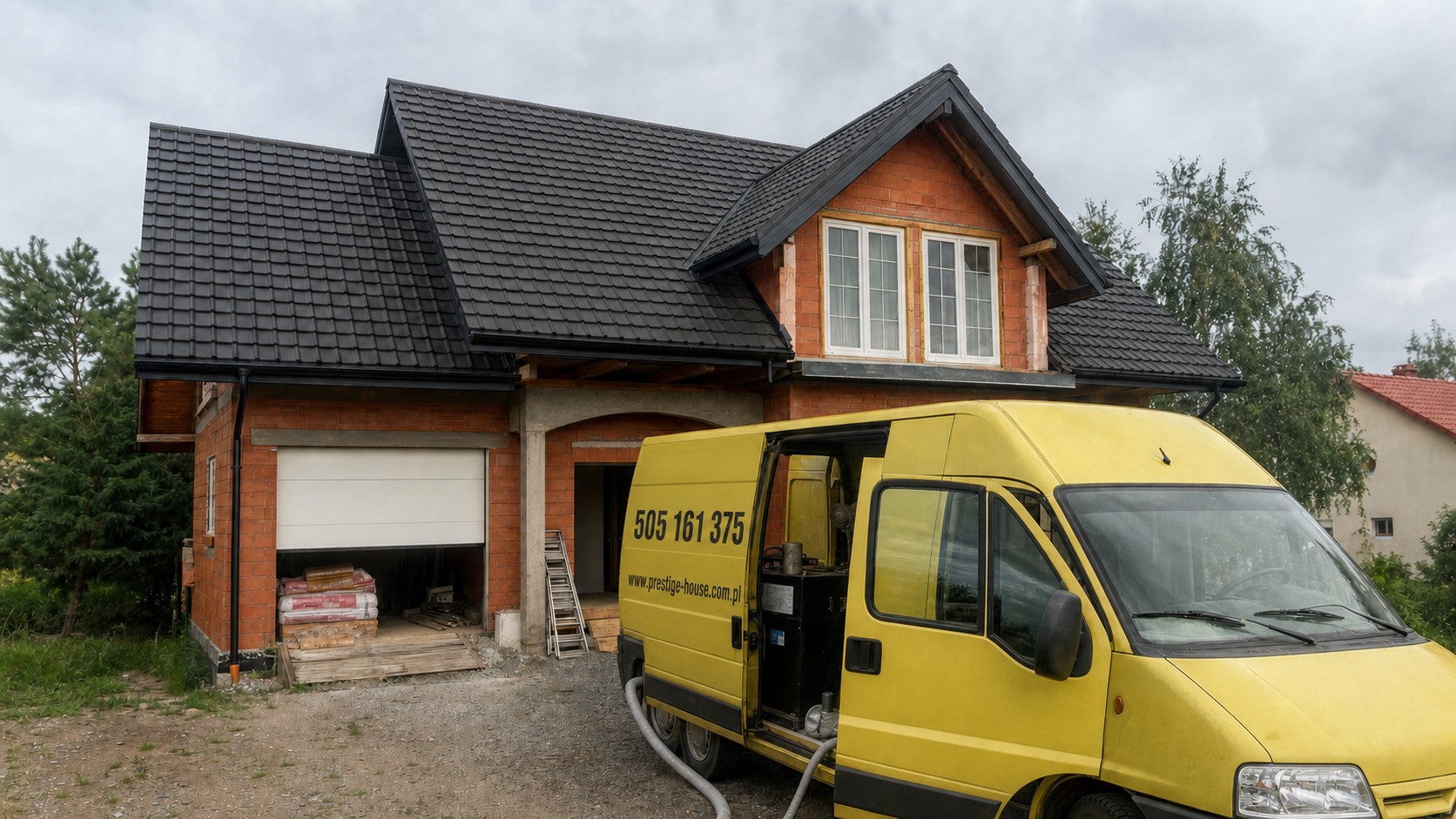 Ekipa Prestige House przy domu jednorodzinnym
